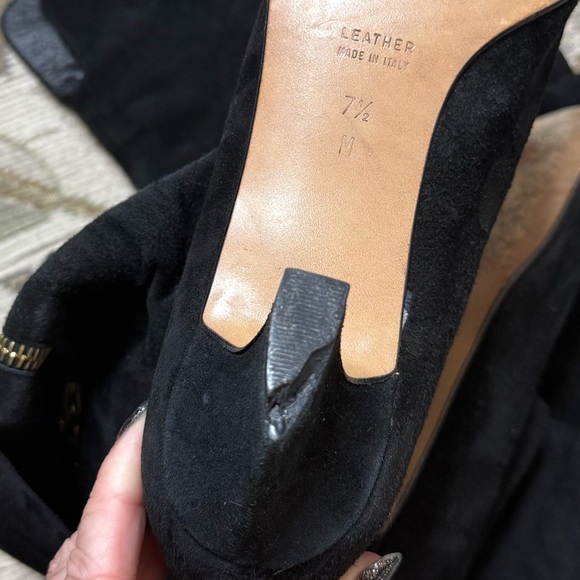 RARE Vintage Anne Klein Boots Couture Zipper Black Suede Over the Knee 7.5 7 1/2 - Picture 10 of 11